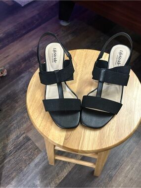 Life Stride Black Strappy Slingback Sandals
